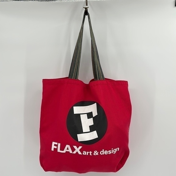 Flax Art & Design Red Canvas Bag with Woven Straps - Picture 1 of 7